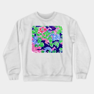 Modern chinoiserie flowers and branches on deep blue Crewneck Sweatshirt